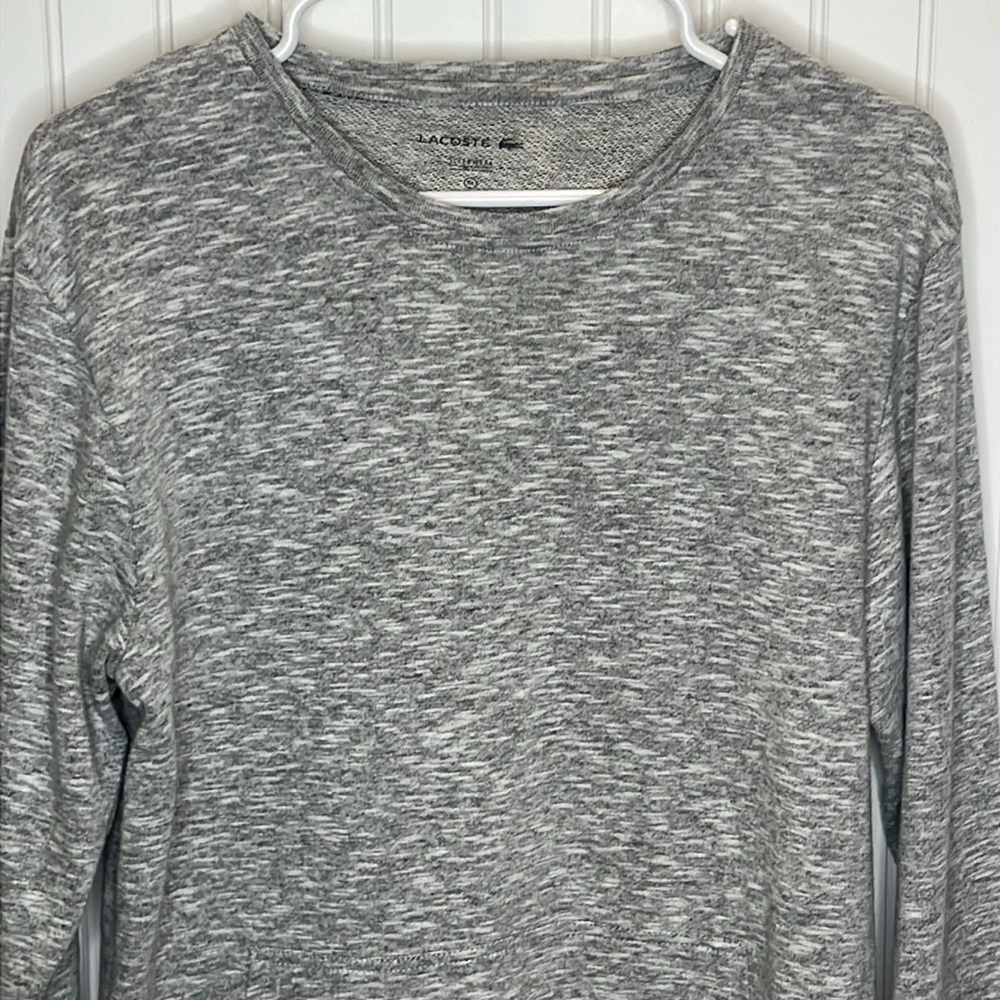 Lacoste Sleepwear Heather Gray Pajama Top Size Medium - Picture 2 of 13
